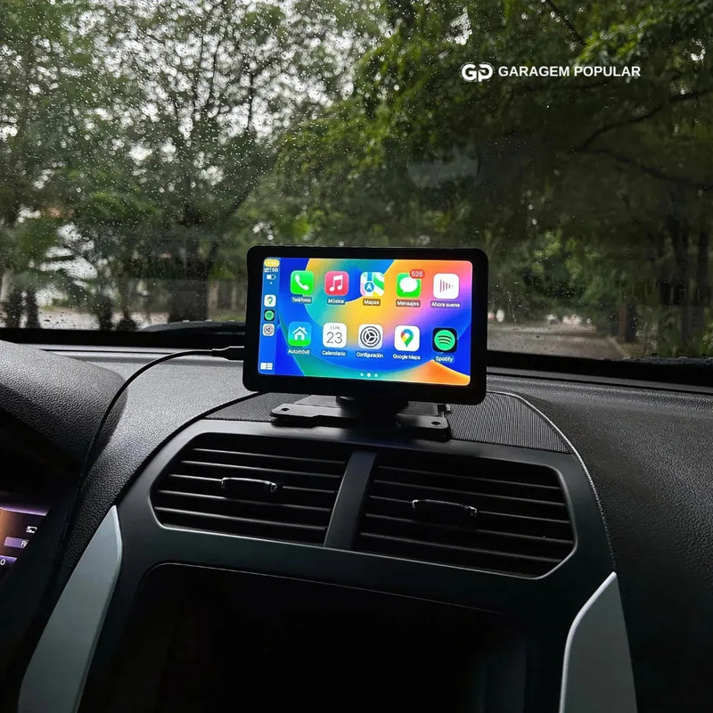 Tela Multimídia com CarPlay MaxTela Pro 7" + 🎁 Câmera de Ré - Garagem Popular