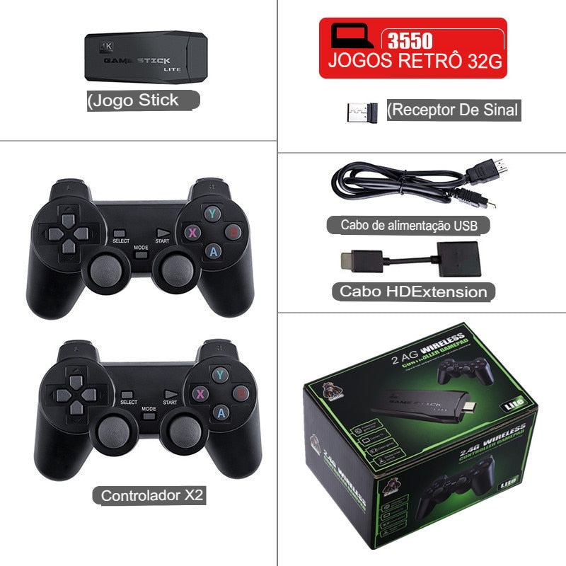 Video Game Stick Retrô Original 4K HD 10000 jogos (Últimas unidades)