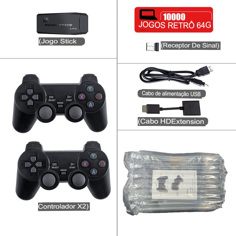 Video Game Stick Retrô Original 4K HD 10000 jogos (Últimas unidades)