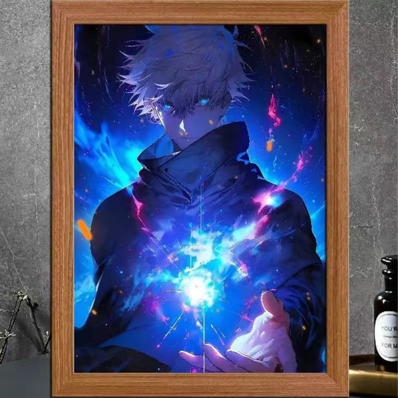 Anime Jujutsu Kaisen LED , Pintura Decoração, Satoru Gojo Figura, Abajur, Quadro Decoração de Casa