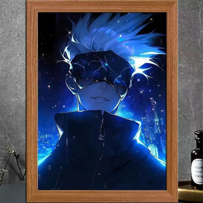 Anime Jujutsu Kaisen LED , Pintura Decoração, Satoru Gojo Figura, Abajur, Quadro Decoração de Casa