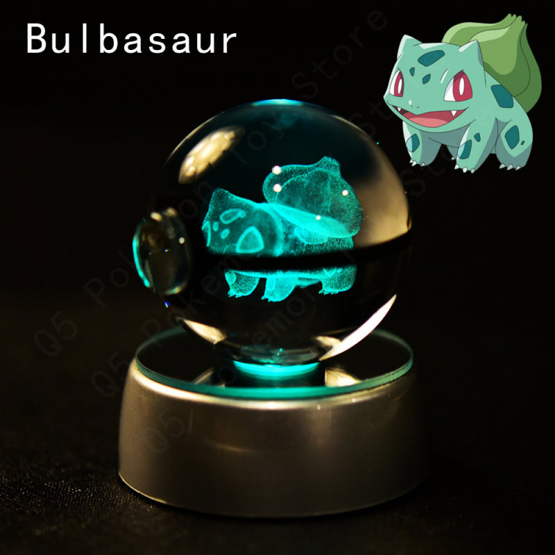 Bola De Cristal Pokemon 3D Toy Snorlax Mewtwo Pikachu Figuras Pokémon LED Light