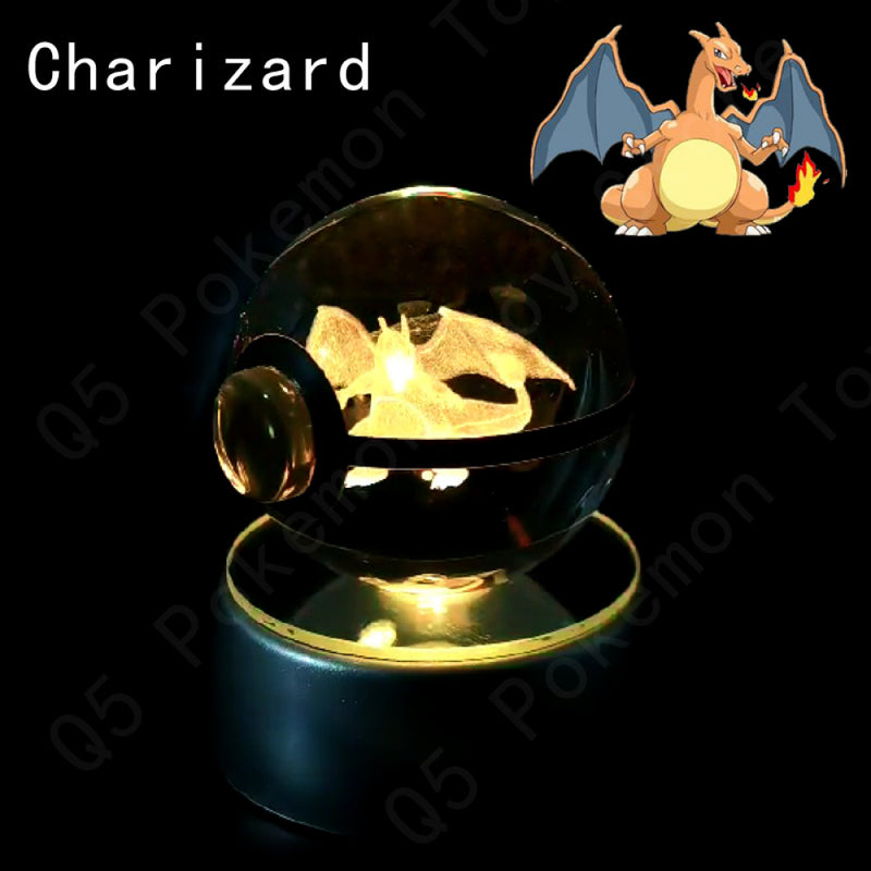 Bola De Cristal Pokemon 3D Toy Snorlax Mewtwo Pikachu Figuras Pokémon LED Light