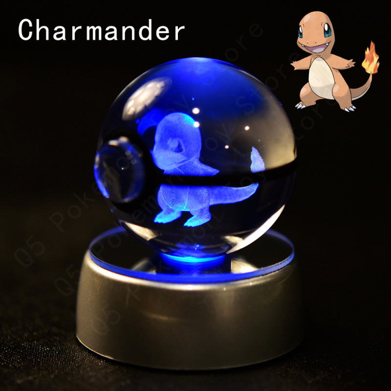 Bola De Cristal Pokemon 3D Toy Snorlax Mewtwo Pikachu Figuras Pokémon LED Light