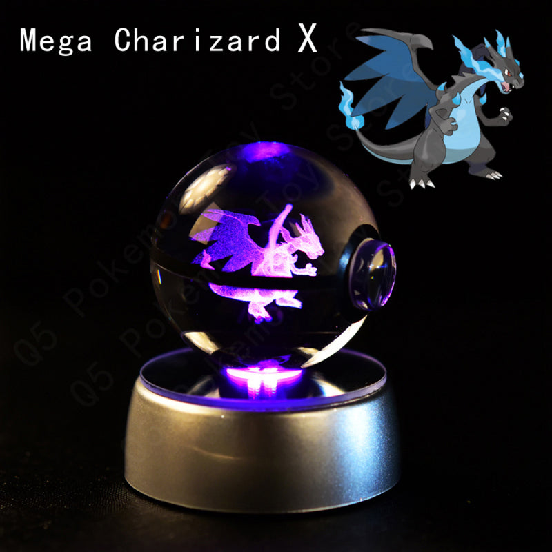 Bola De Cristal Pokemon 3D Toy Snorlax Mewtwo Pikachu Figuras Pokémon LED Light