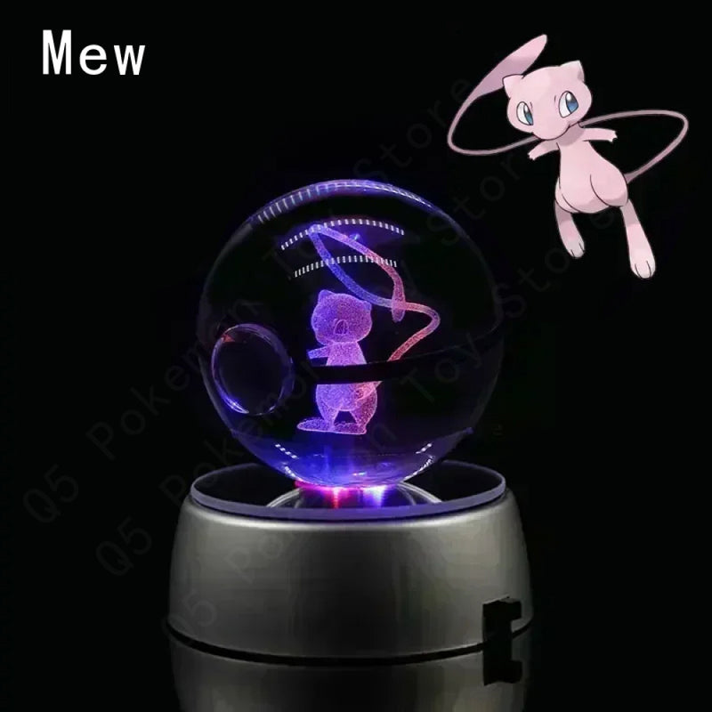 Bola De Cristal Pokemon 3D Toy Snorlax Mewtwo Pikachu Figuras Pokémon LED Light