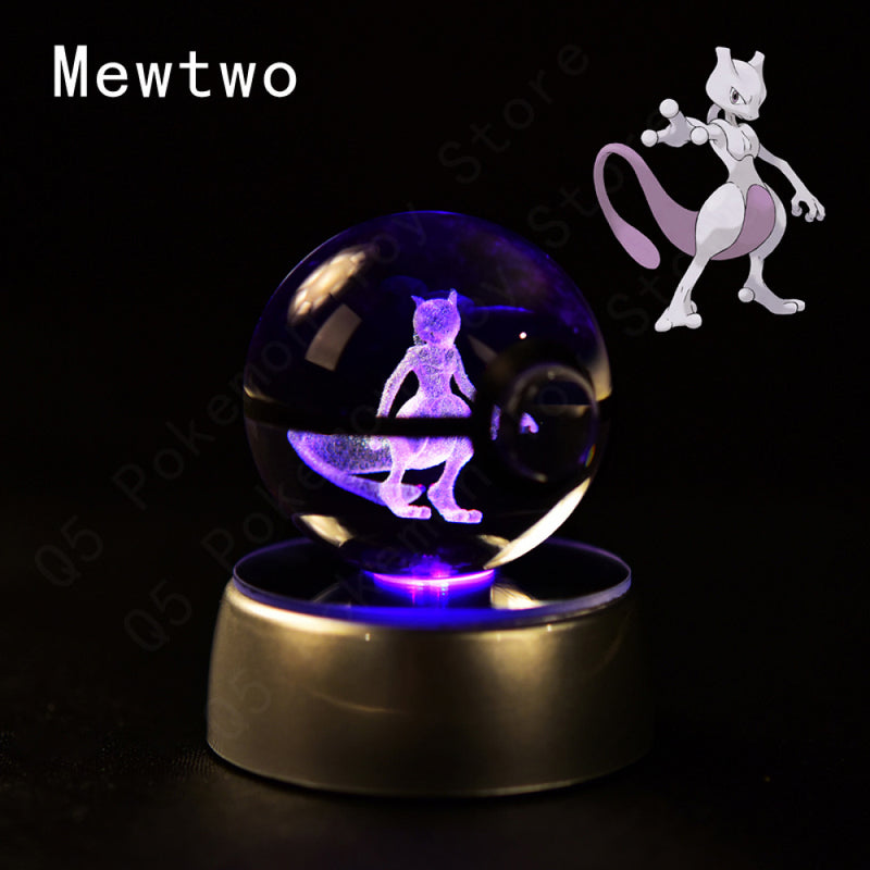 Bola De Cristal Pokemon 3D Toy Snorlax Mewtwo Pikachu Figuras Pokémon LED Light