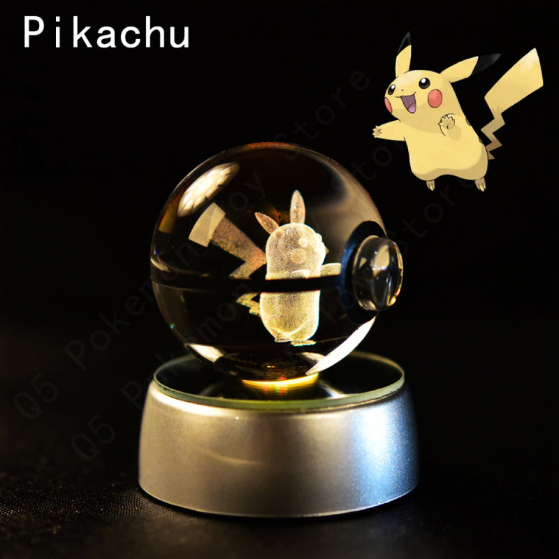 Bola De Cristal Pokemon 3D Toy Snorlax Mewtwo Pikachu Figuras Pokémon LED Light