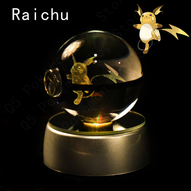 Bola De Cristal Pokemon 3D Toy Snorlax Mewtwo Pikachu Figuras Pokémon LED Light