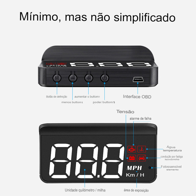 Carro OBD2 HUD Head Up Display, projetor de pára-brisa, velocímetro, medidor a bordo, computador, digital, eletrônico, a