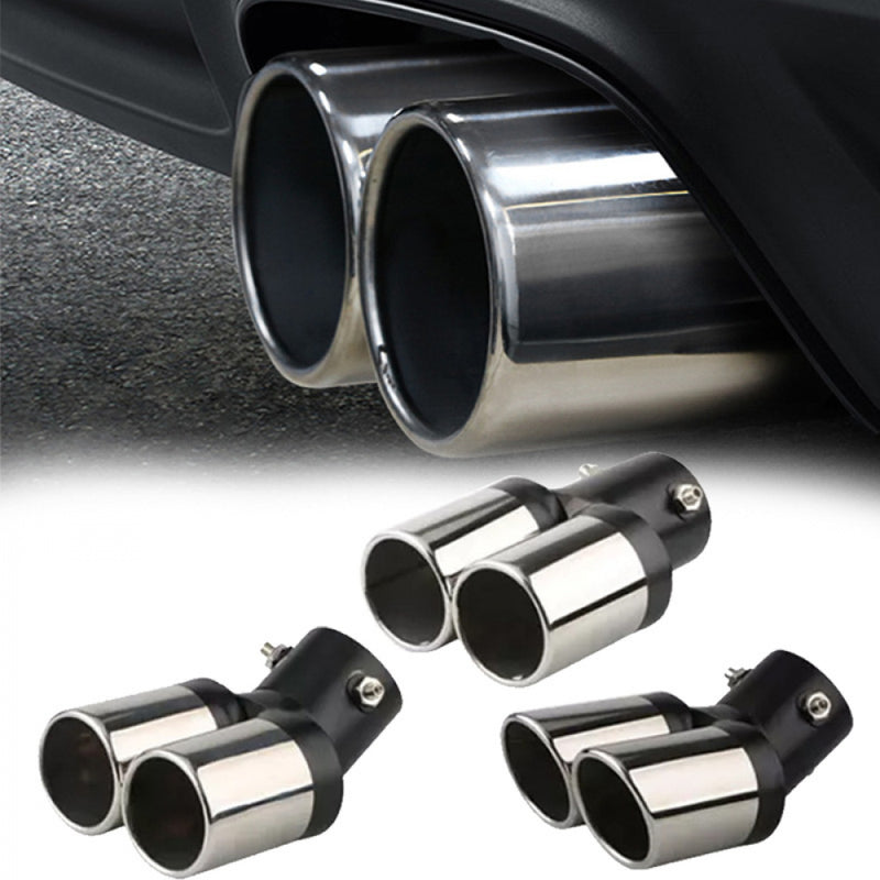 Escape duplo Aço inoxidável Auto silencioso Tip, Dual Pipe Trim, Modificado cauda traseira do carro, forro da garganta p