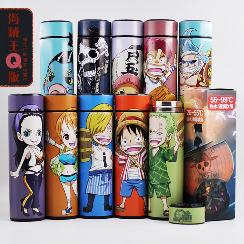 Garrafa Térmica One Piece Cosplay, Luffy Zoro Sanji 480ml