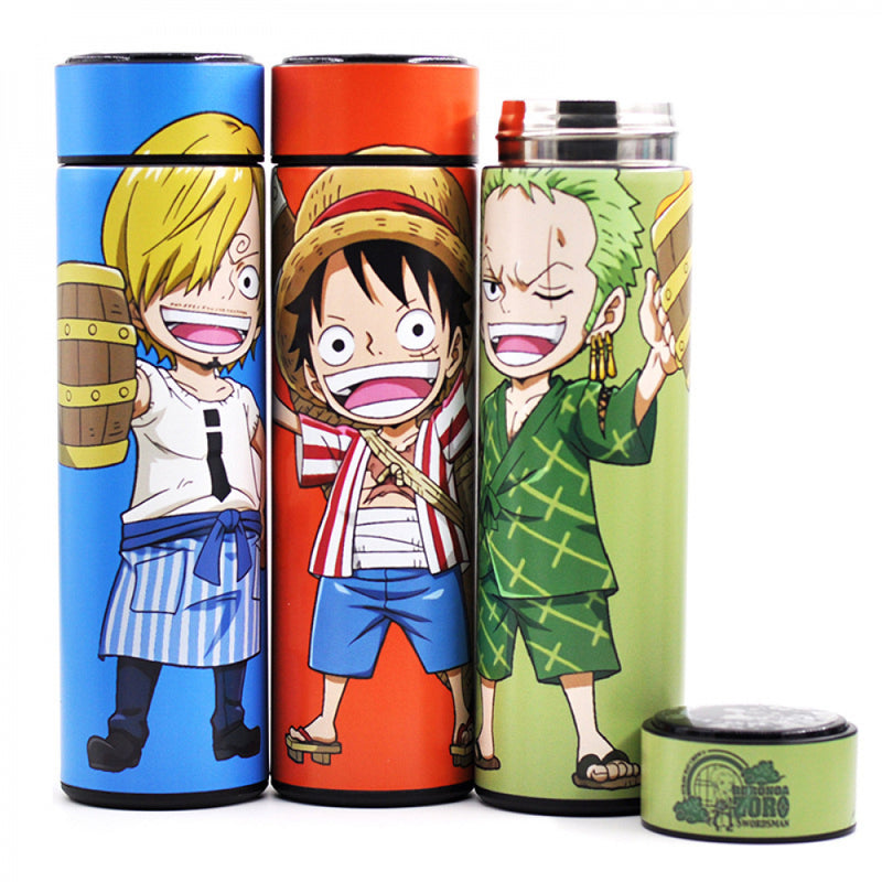 Garrafa Térmica One Piece Cosplay, Luffy Zoro Sanji 480ml