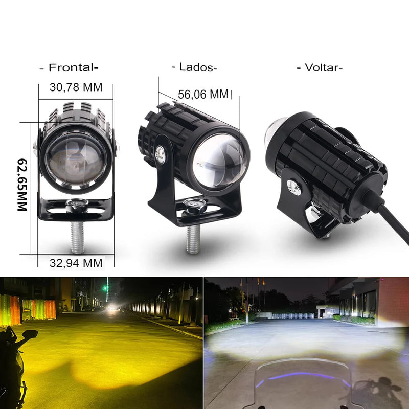 Motocicleta LED Farol, 24 V, 12V, para Caminhão, Moto, Reboque, ATV, Scooter, Luz de Nevoeiro, Universal