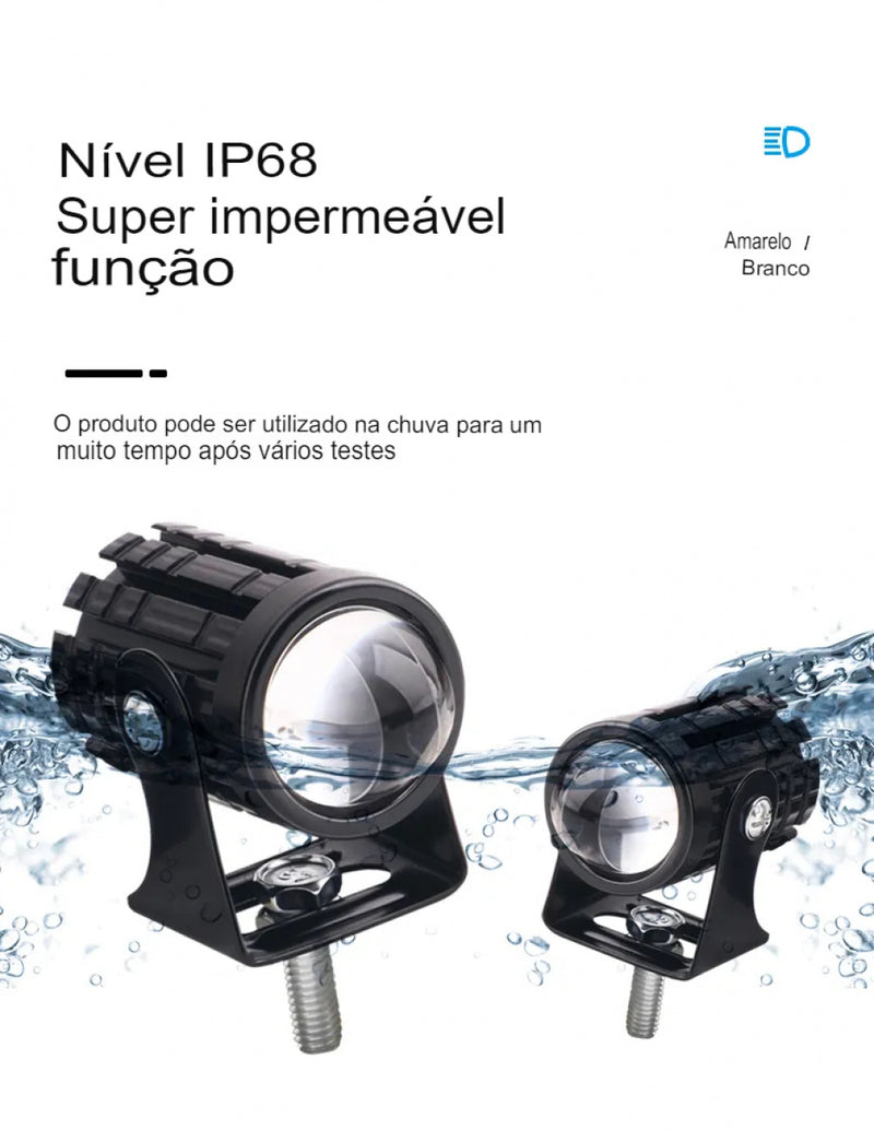 Motocicleta LED Farol, 24 V, 12V, para Caminhão, Moto, Reboque, ATV, Scooter, Luz de Nevoeiro, Universal