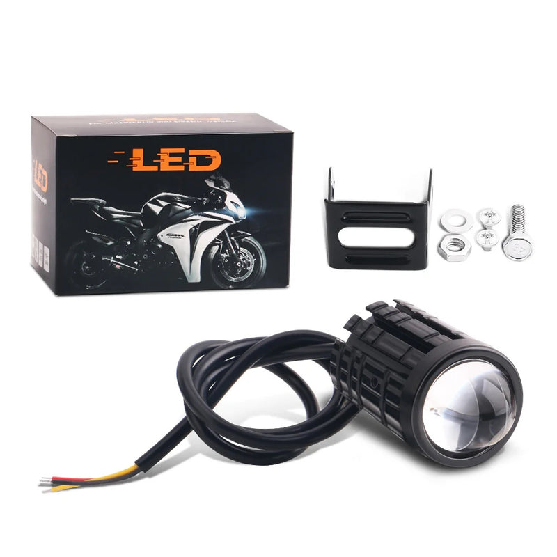 Motocicleta LED Farol, 24 V, 12V, para Caminhão, Moto, Reboque, ATV, Scooter, Luz de Nevoeiro, Universal