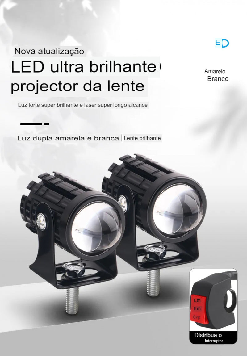 Motocicleta LED Farol, 24 V, 12V, para Caminhão, Moto, Reboque, ATV, Scooter, Luz de Nevoeiro, Universal