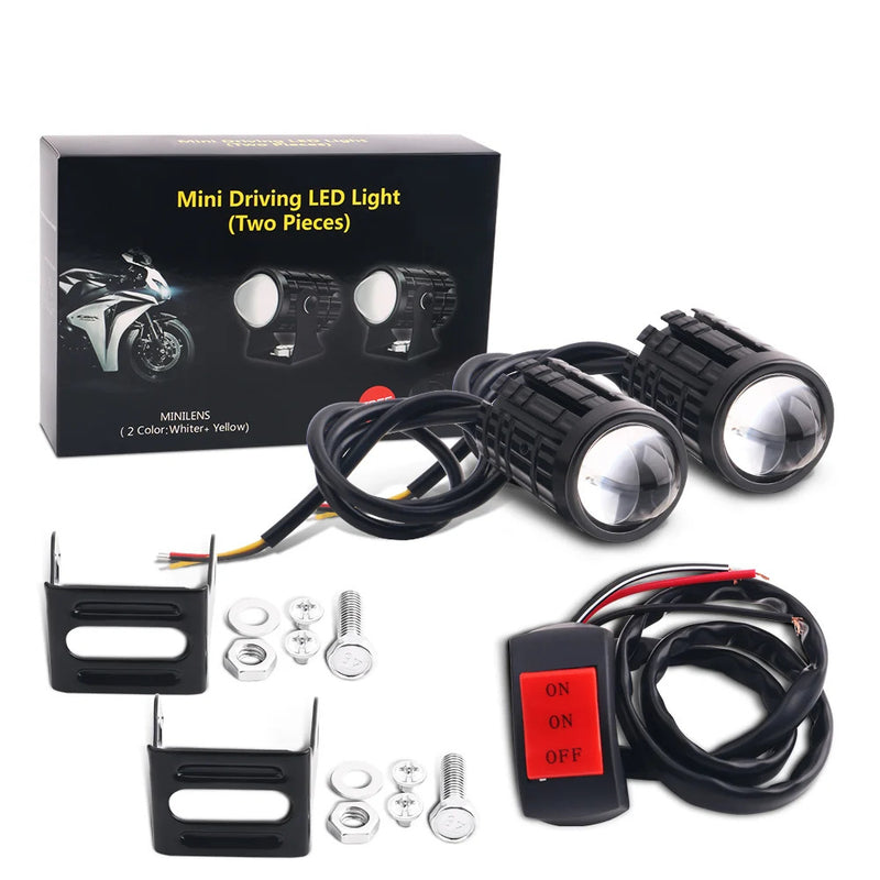 Motocicleta LED Farol, 24 V, 12V, para Caminhão, Moto, Reboque, ATV, Scooter, Luz de Nevoeiro, Universal