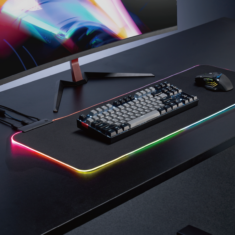 Mouse Pad Gamer Iluminado Rgb Led 80x30cm Preto 10 Cores