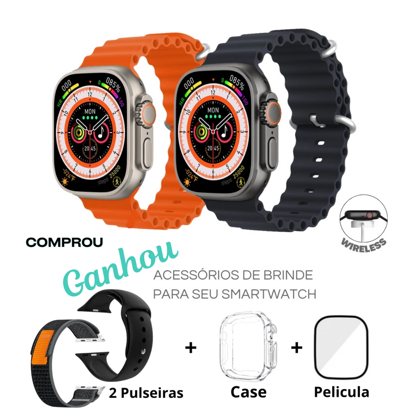 W69 Ultra 9 SmartWatch 49mm Tela 2.2" + BRINDES + FRETE GRÁTIS