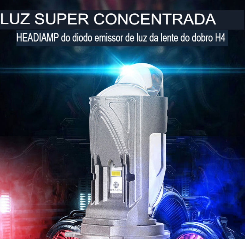 Super farol kit lâmpada, projetor H4 LED, mini lente, feixe alto, feixe baixo, 30000LM, 6000K, ventilador turbo, lâmpad